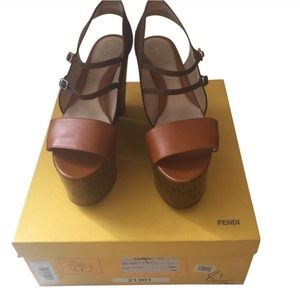 Fendi color block wedge sandals